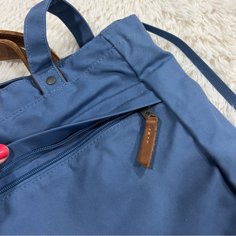 Fjallraven Blue Tote Backpack with Brown Leather Accents - Picture 3 of 12